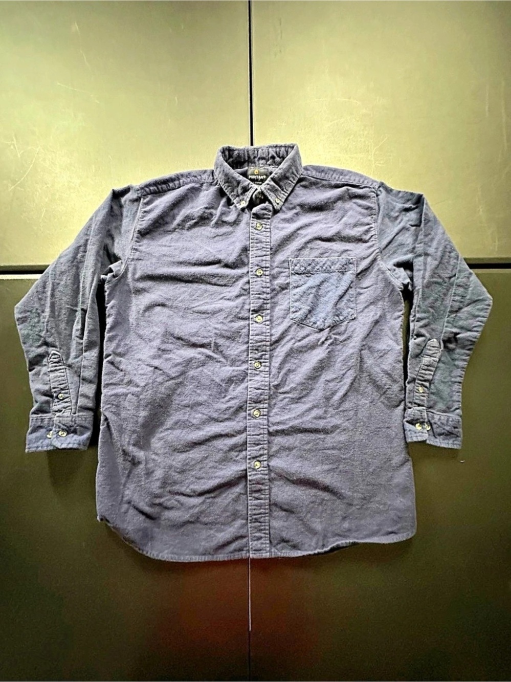 Puritan Navy Blue Cotton Button Up Shirt Size L
